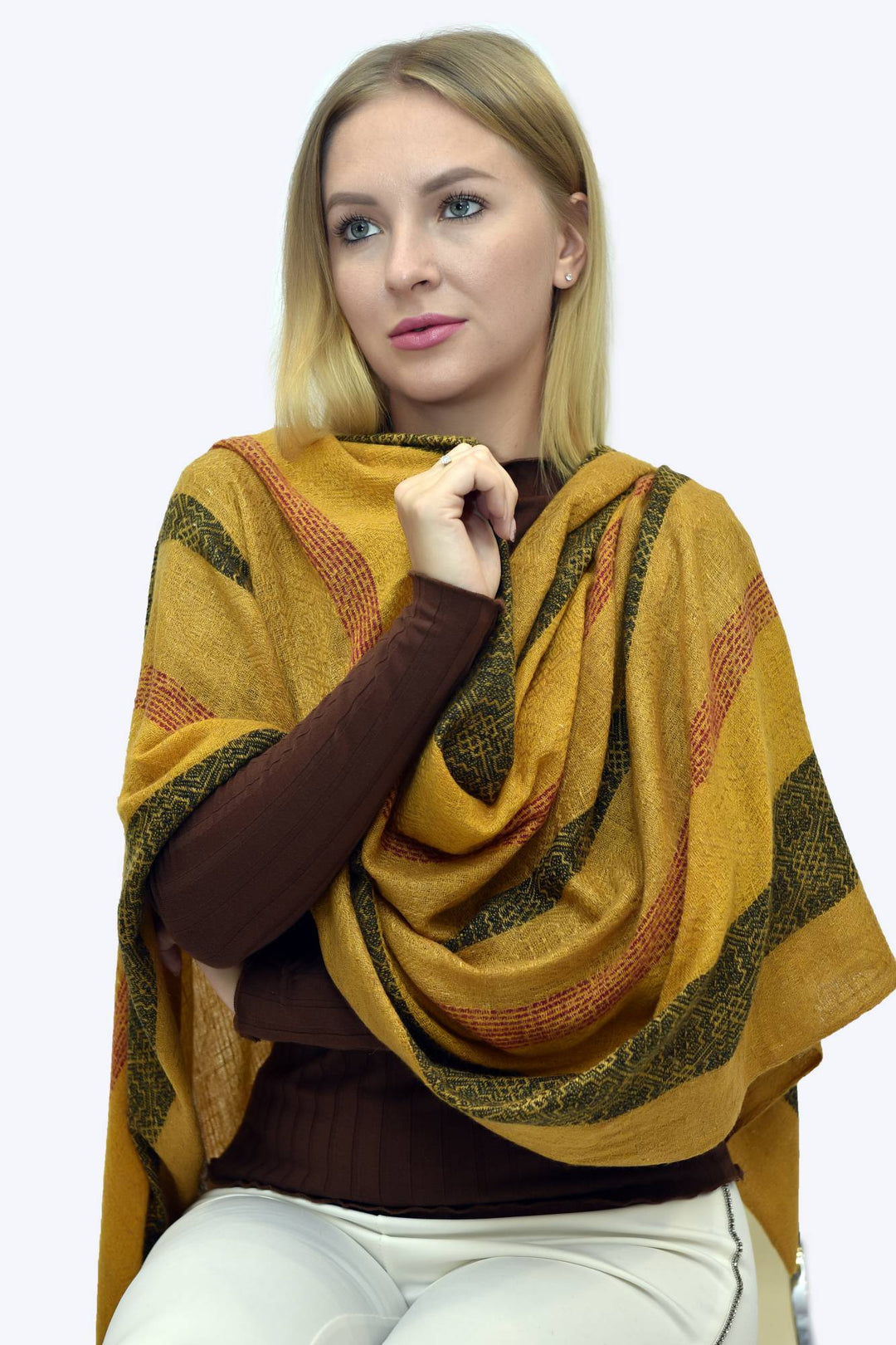 Camel Wool Luxury Scarf   - Honey Window