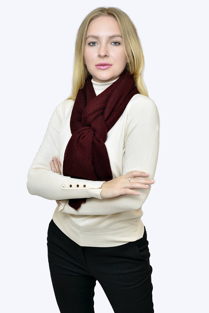 Camel Wool Luxury Scarf   - Wine Maroon Diamond