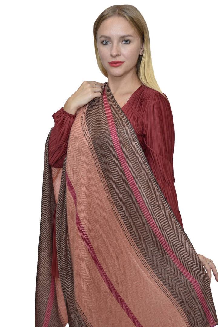 Camel Wool Luxury Scarf - Dusty Pink Window