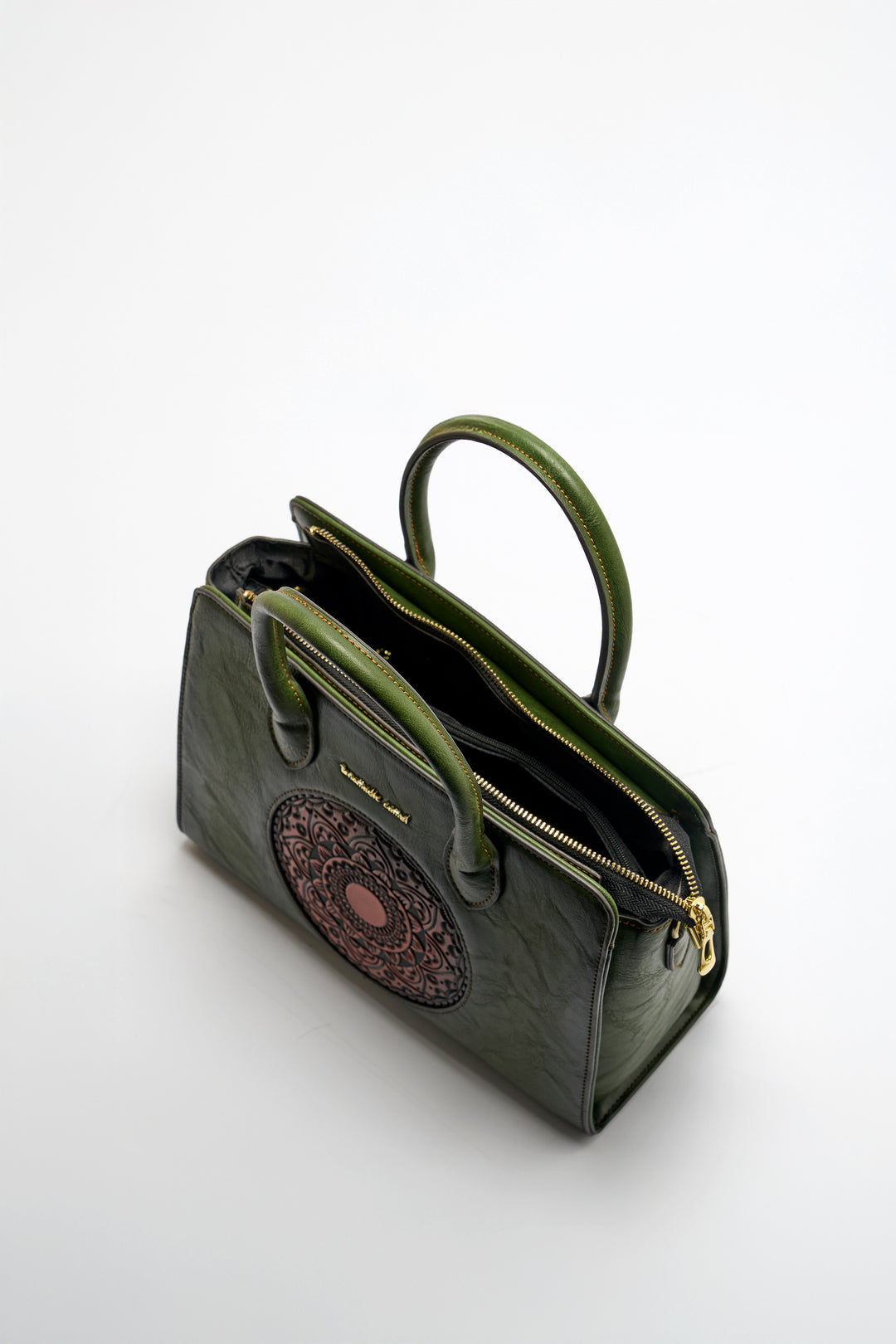 Elegance Women's Genuine Leather Handbag - Emerald