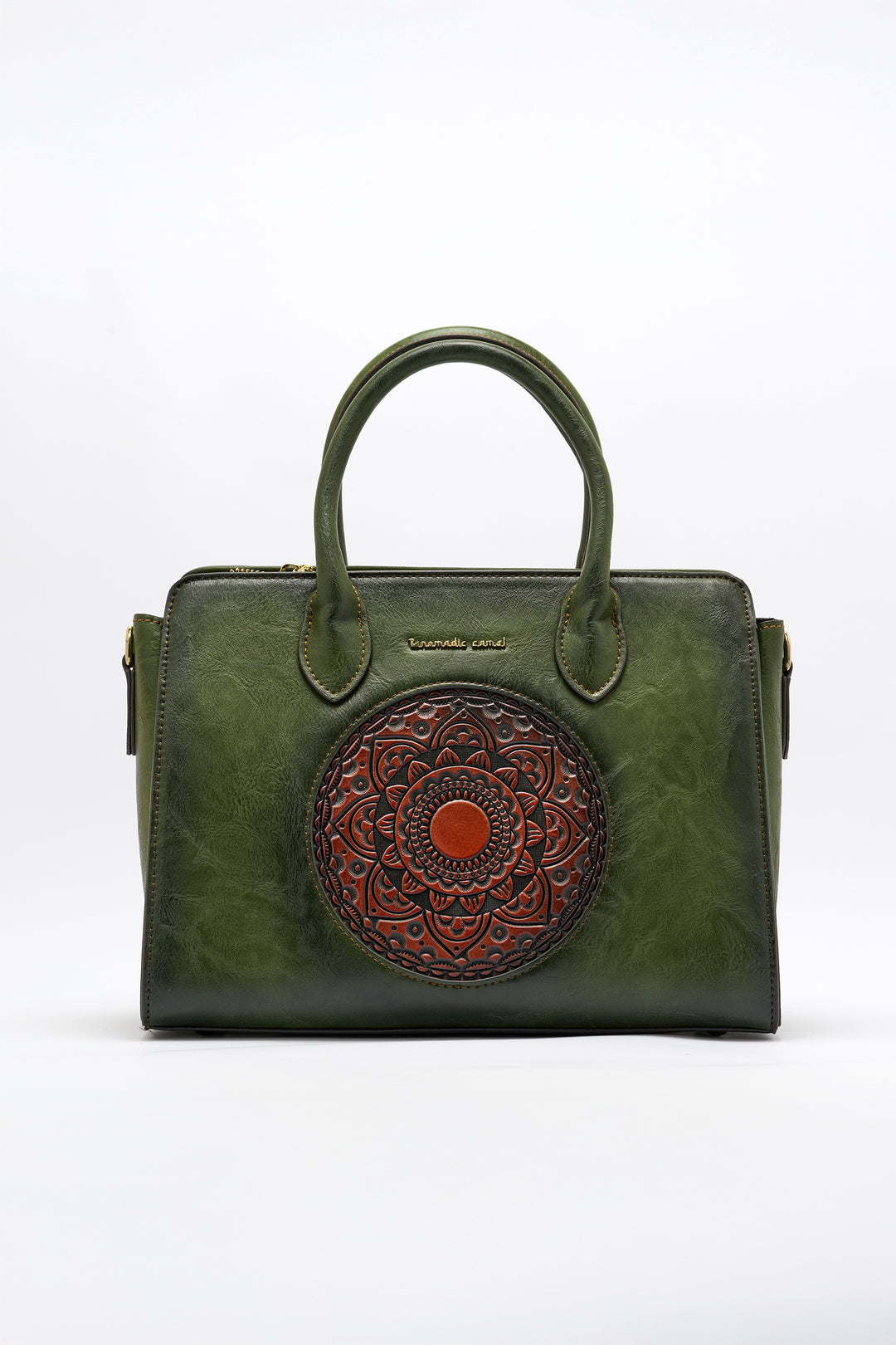 Elegance Women's Genuine Leather Handbag - Emerald
