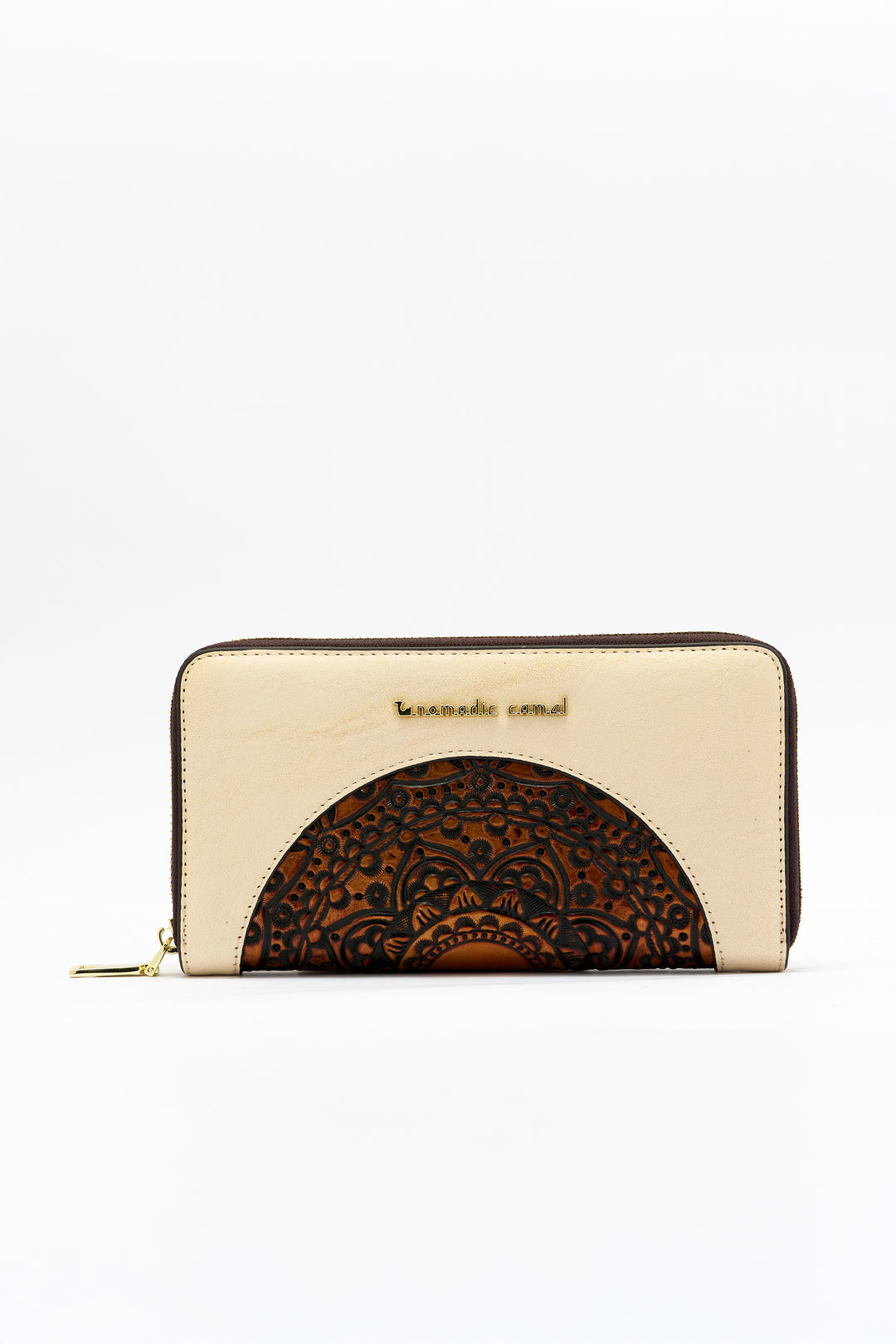 Embossed Women's Genuine Leather Clutch - Ivory