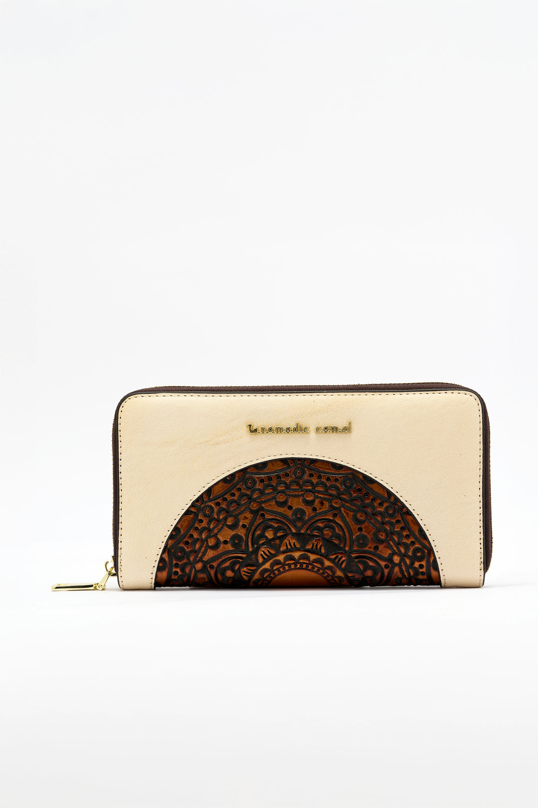Embossed Women's Genuine Leather Clutch - Ivory