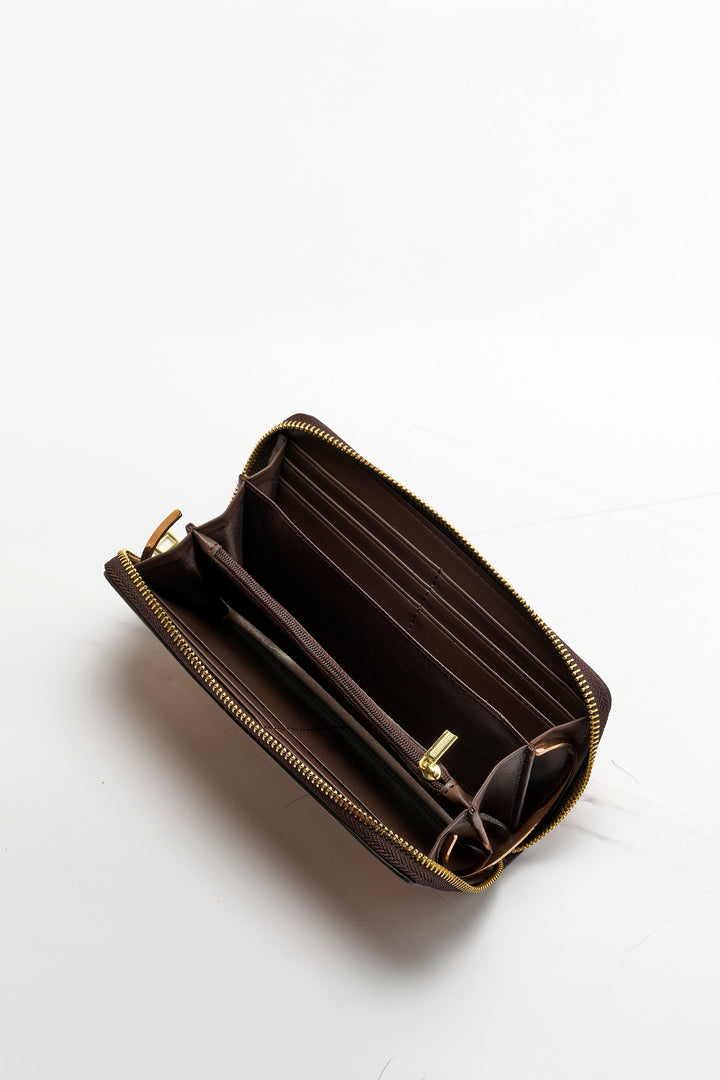 Embossed Women's Genuine Leather Clutch - Crimson