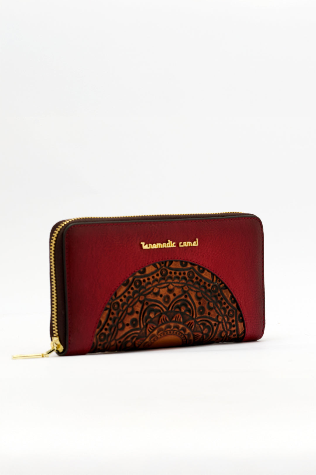 Embossed Women's Genuine Leather Clutch - Crimson