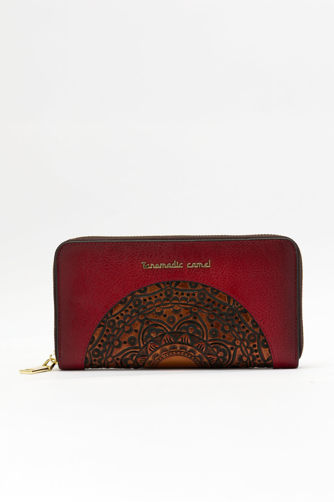 Embossed Women's Genuine Leather Clutch - Crimson