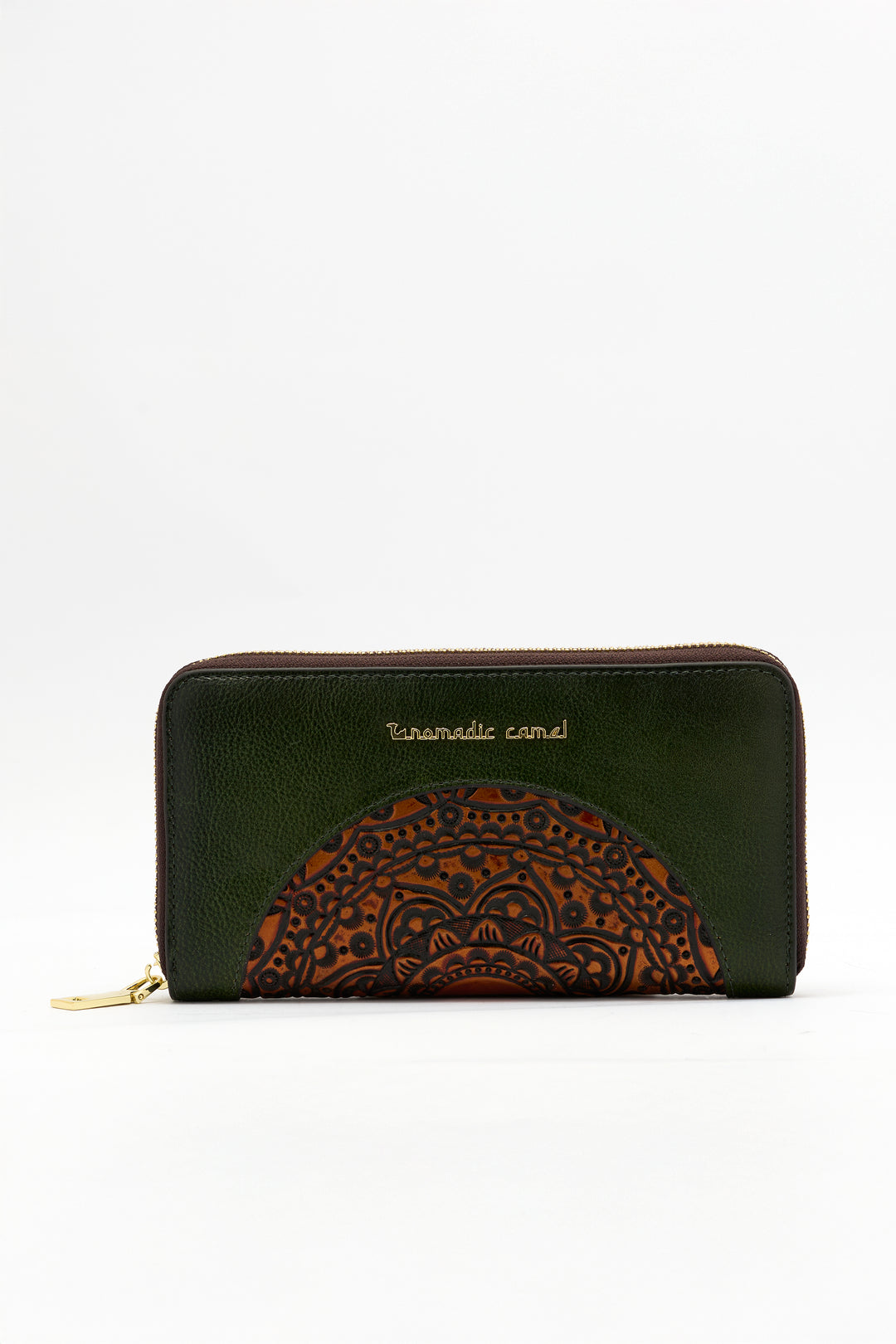 Embossed Women's Genuine Leather Clutch - Emerald