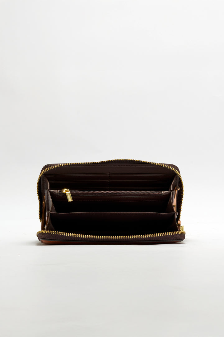 Embossed Women's Genuine Leather Clutch - Emerald