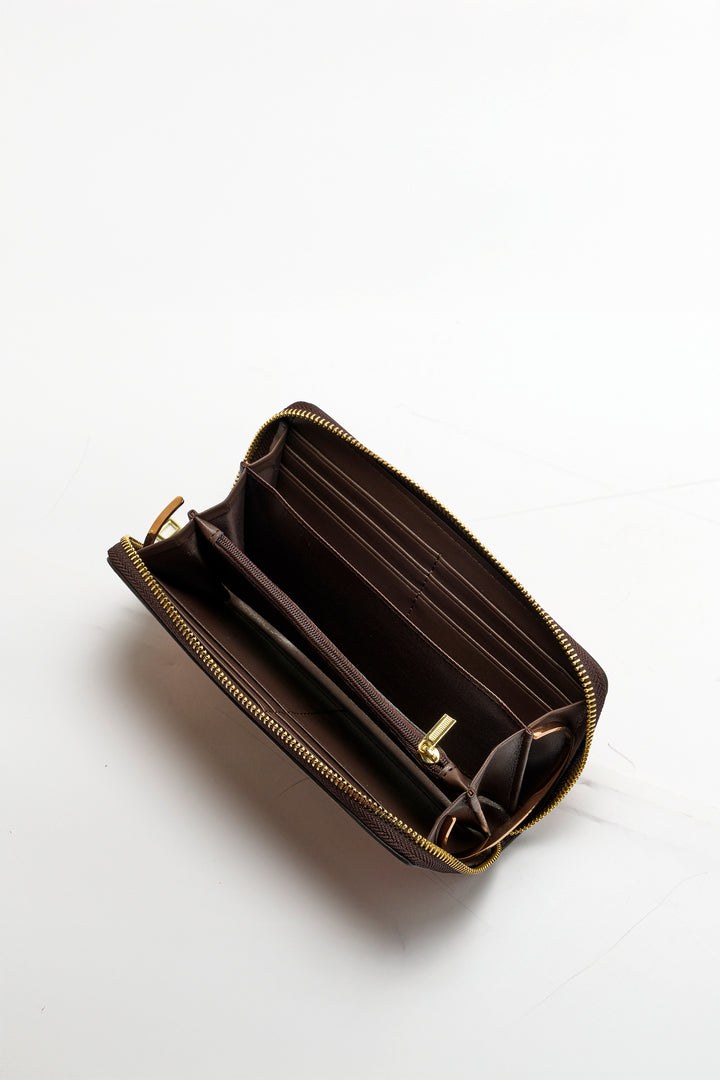 Embossed Women's Genuine Leather Clutch - Emerald