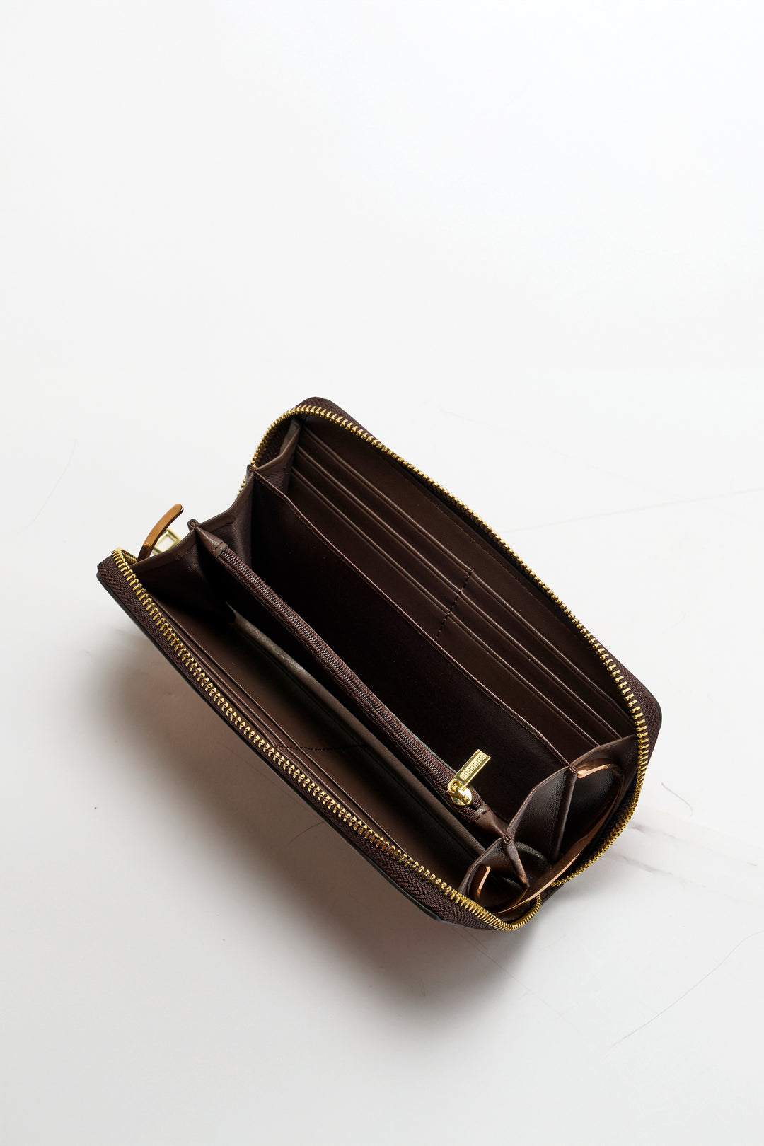 Embossed Women's Genuine Leather Clutch - Mocha