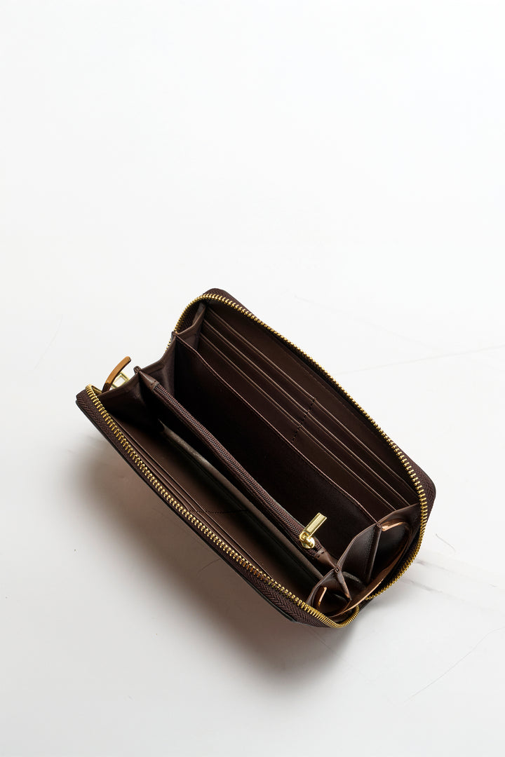 Embossed Women's Genuine Leather Clutch - Black
