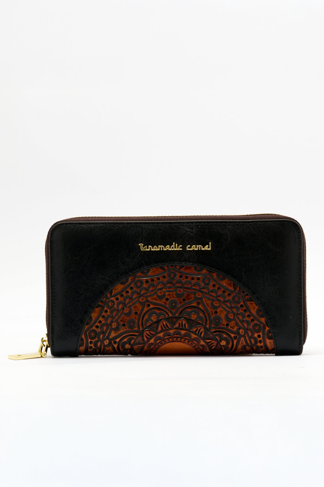 Embossed Women's Genuine Leather Clutch - Black