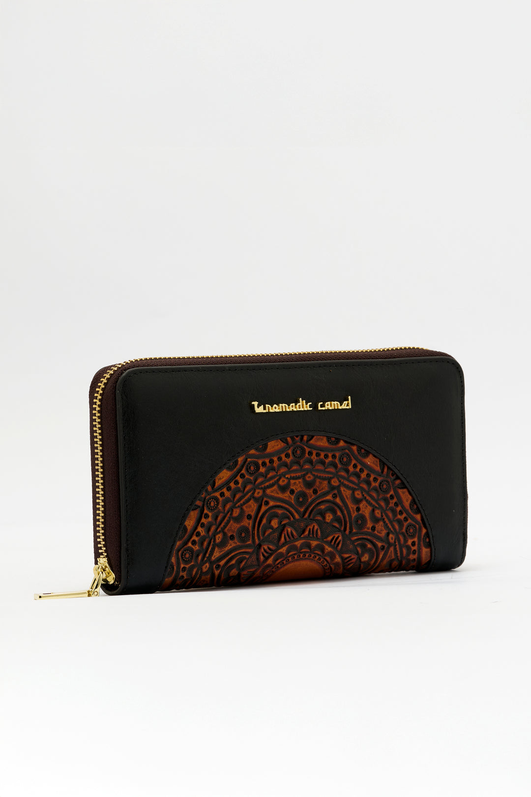 Embossed Women's Genuine Leather Clutch - Black