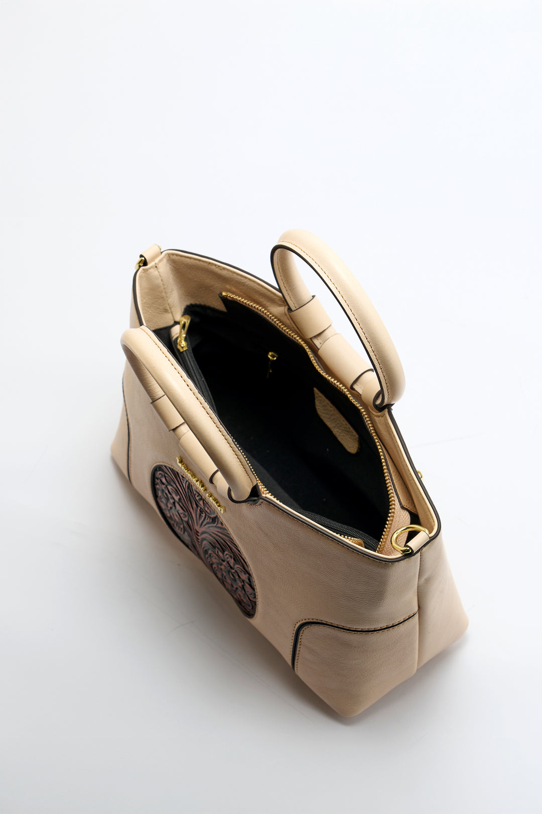 Iconic Women's  Genuine Leather Handbag - Ivory