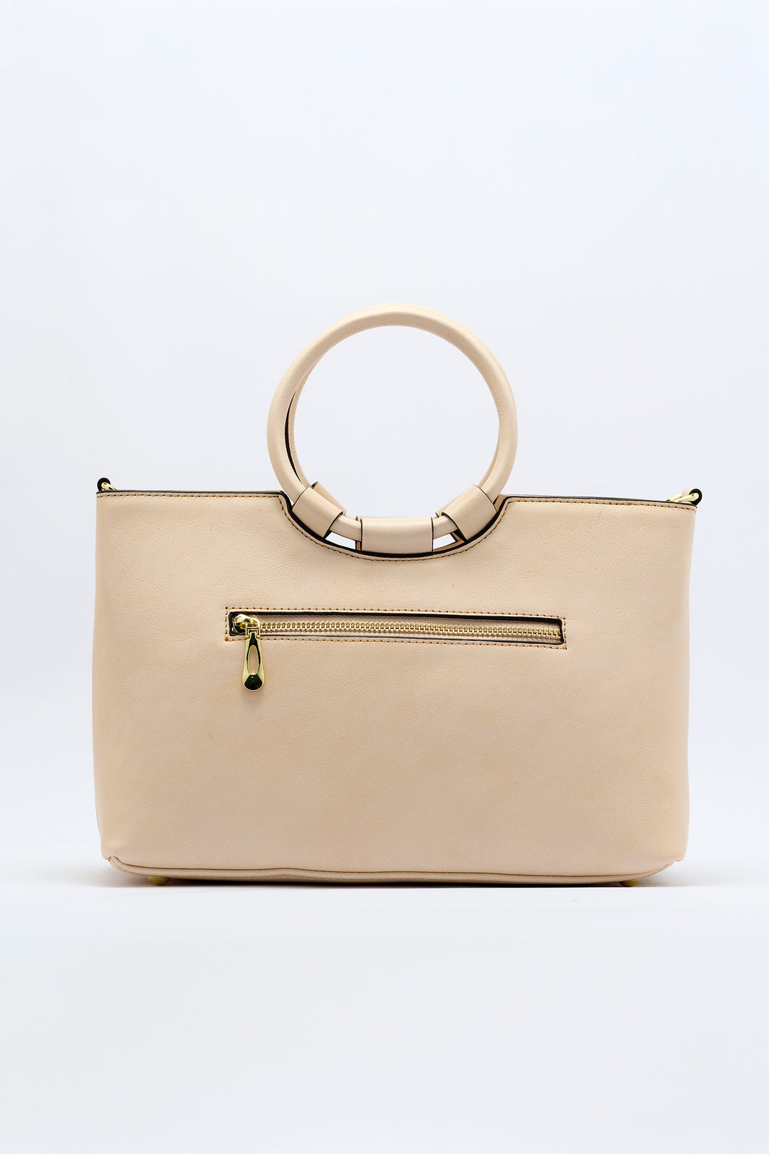 Iconic Women's  Genuine Leather Handbag - Ivory