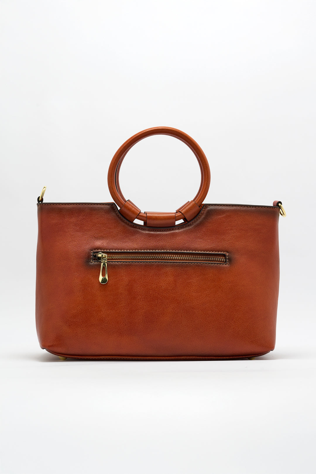 Iconic Women's  Genuine Leather Handbag - Mocha