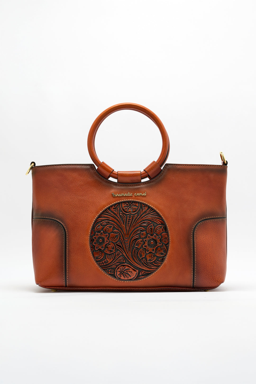 Iconic Women's  Genuine Leather Handbag - Mocha