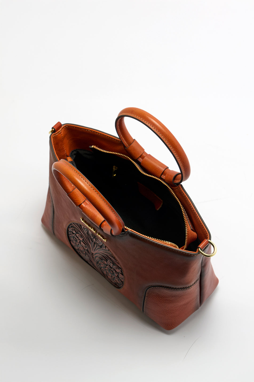 Iconic Women's  Genuine Leather Handbag - Mocha