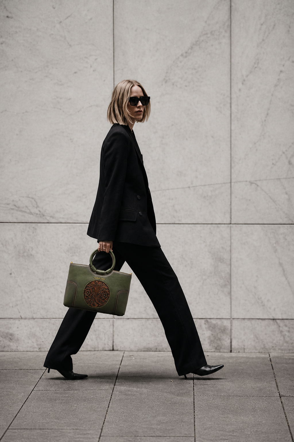 Iconic Women's  Genuine Leather Handbag - Emerald