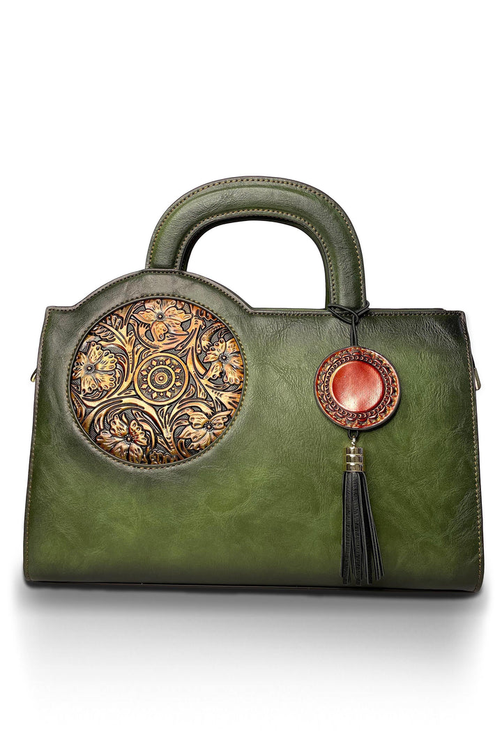 Mistique Women's Genuine Leather Handbag - Olive Green