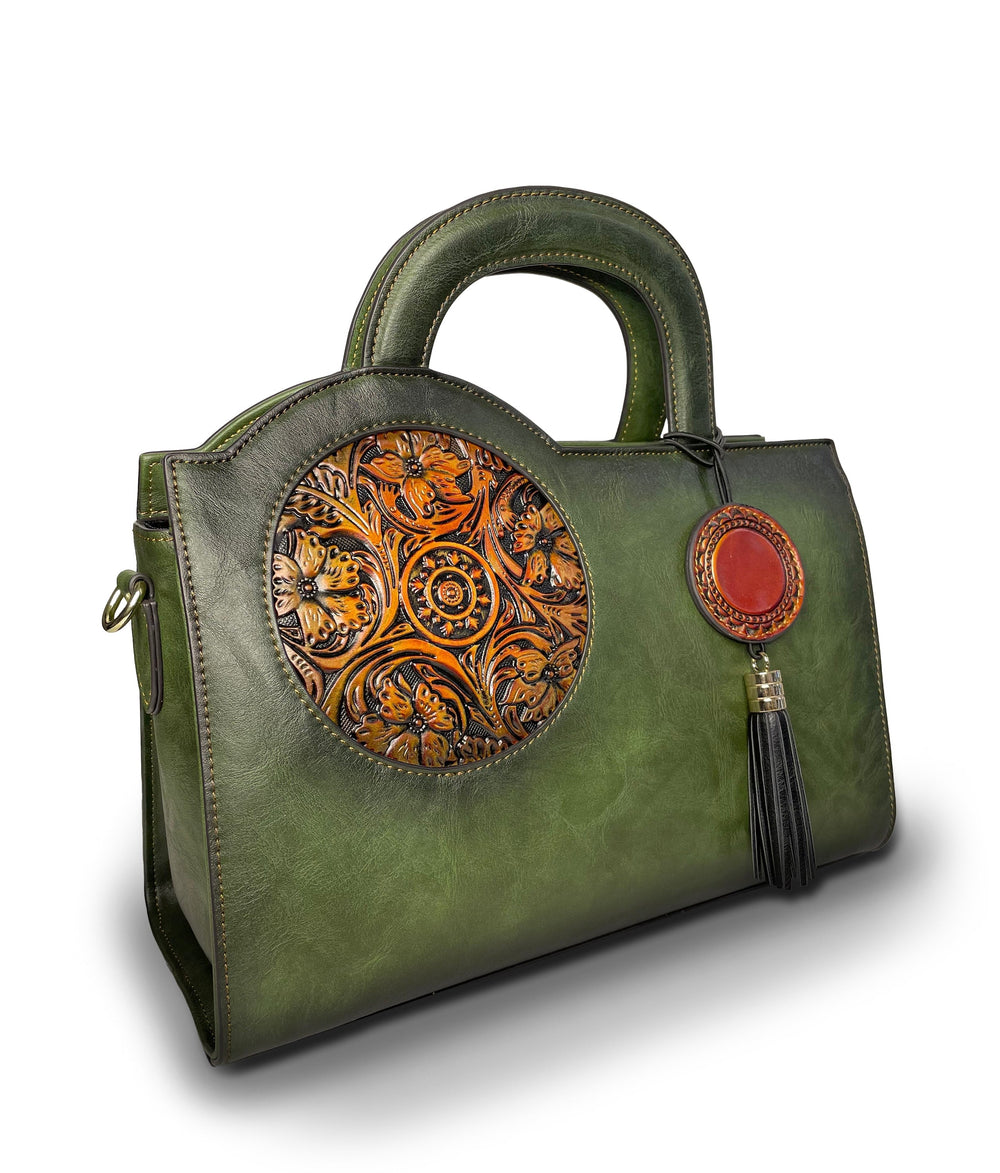 Mistique Women's Genuine Leather Handbag - Olive Green