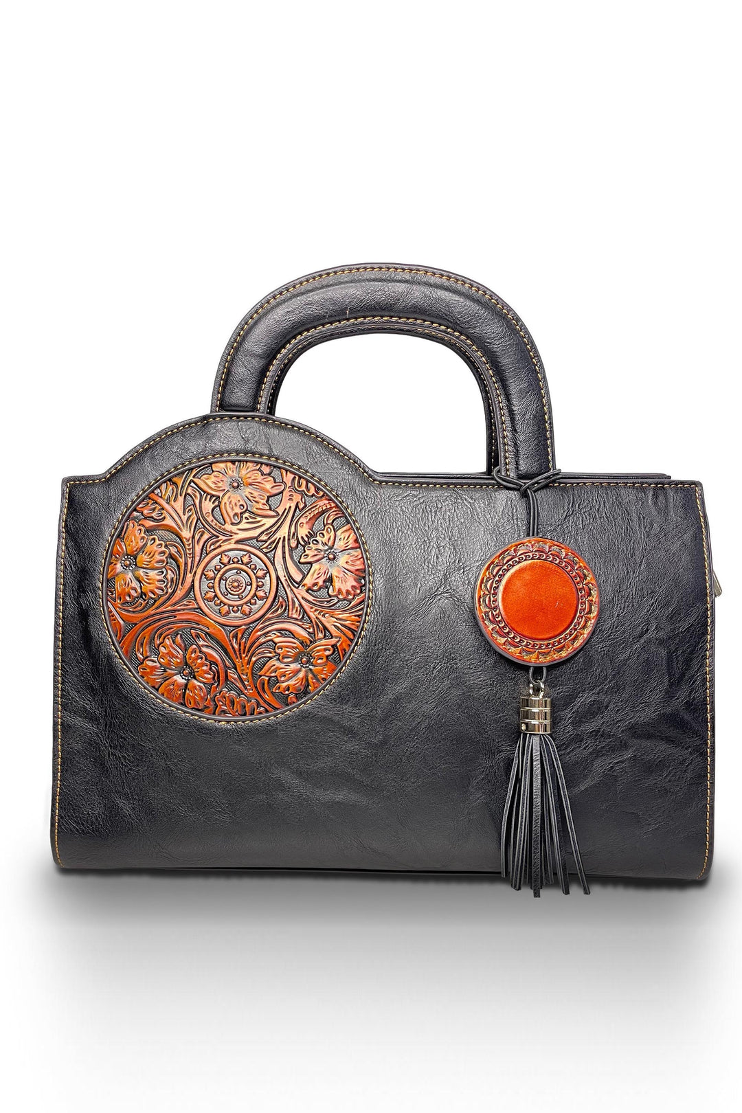 Mistique Women's Genuine Leather Handbag - Ink Black