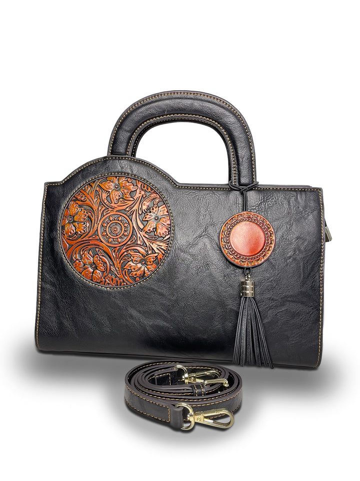 Mistique Women's Genuine Leather Handbag - Ink Black