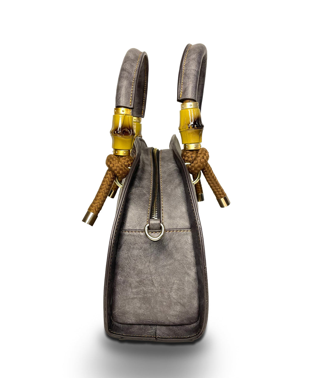 Crescent Women's Genuine Leather Handbag - Charcoal Grey