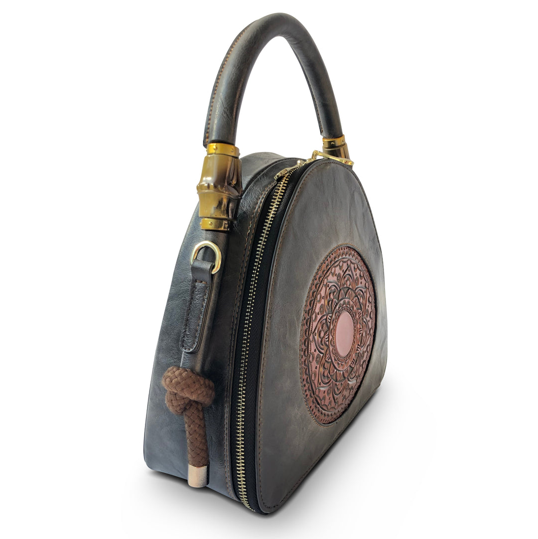 Trilliant Women's Genuine Leather Handbag - Charcoal Grey