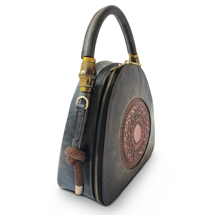 Trilliant Women's Genuine Leather Handbag - Charcoal Grey