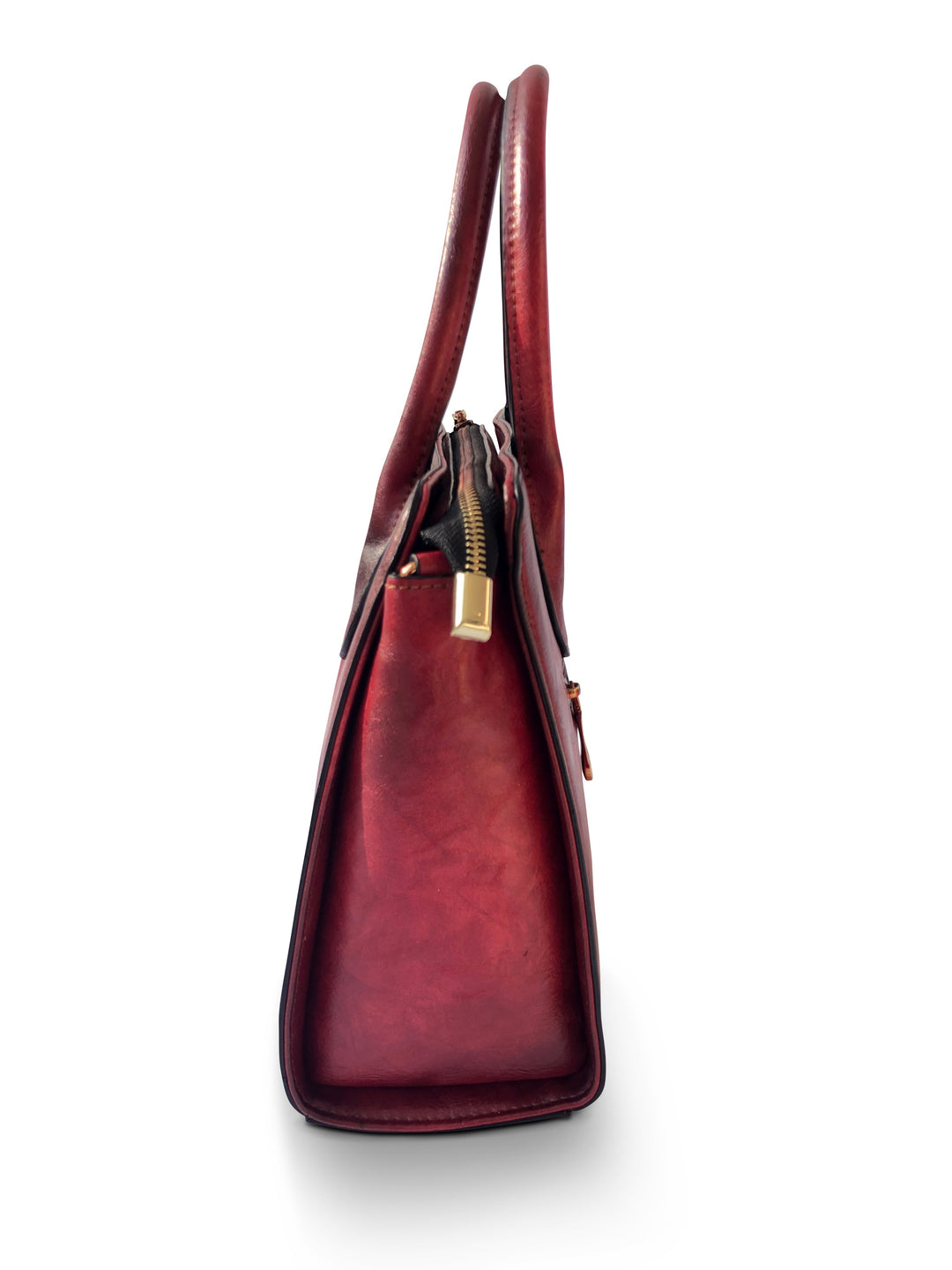 Elegance Women's Genuine Leather Handbag - Crimson Red