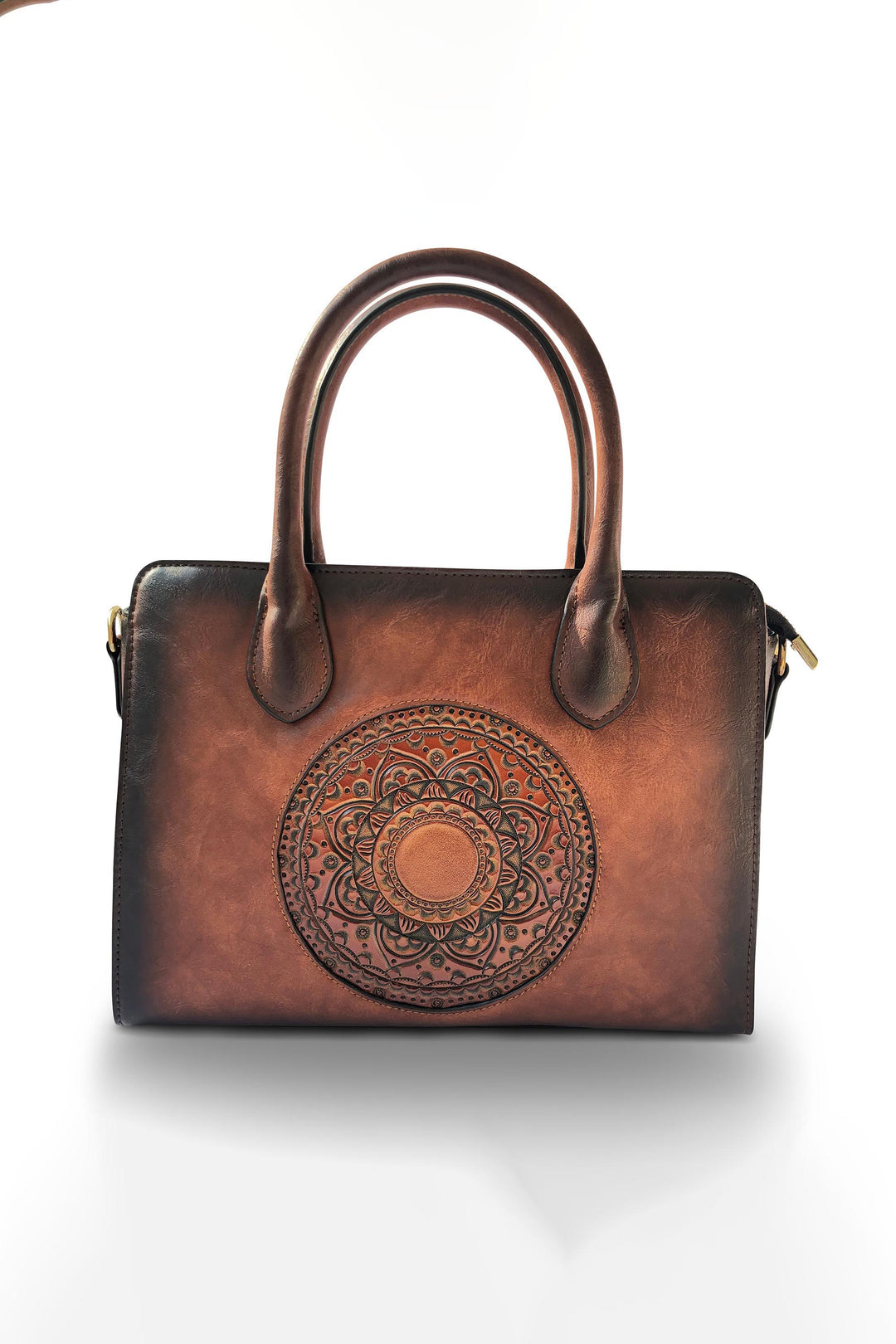 Elegance Women's Genuine Leather Handbag - Pecan Brown