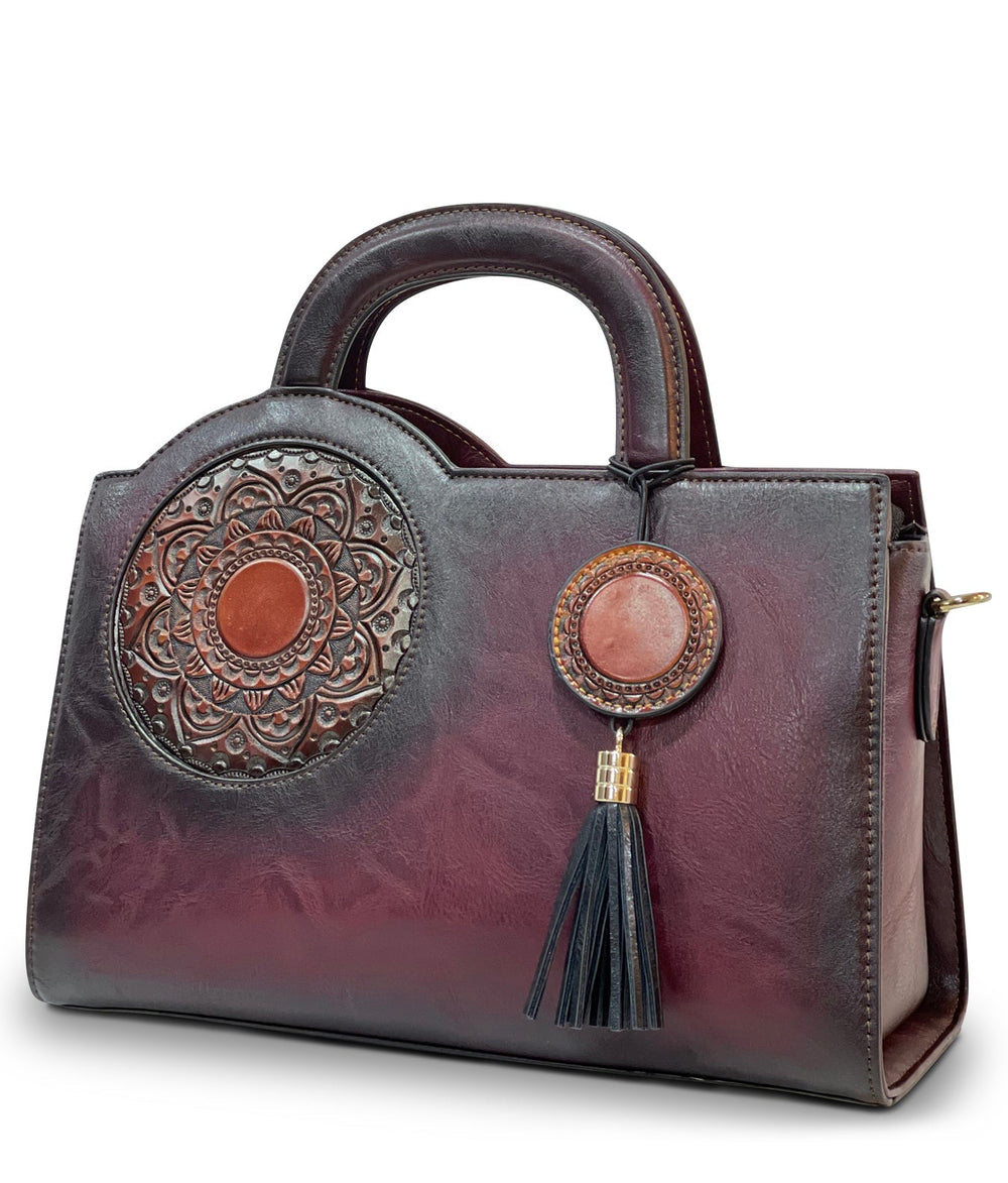 Mistique Women's Genuine Leather Handbag - Merlot