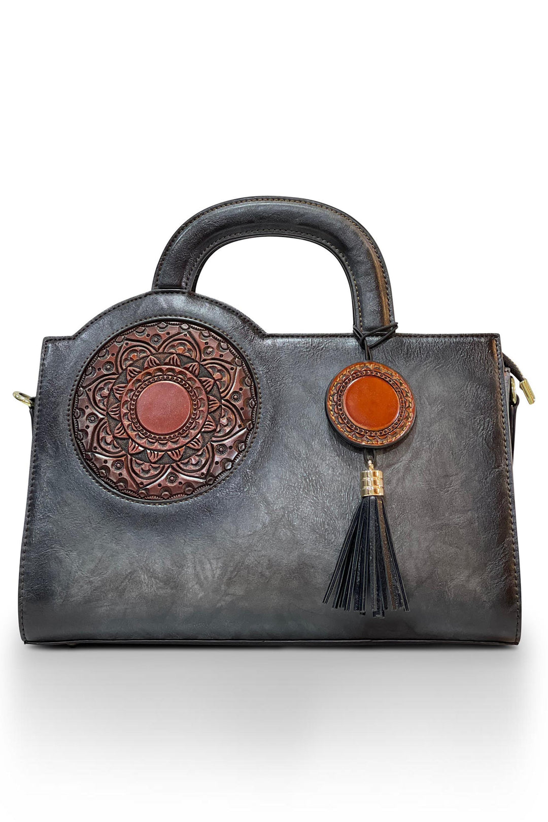 Mistique Women's Genuine Leather Handbag - Charcoal Grey