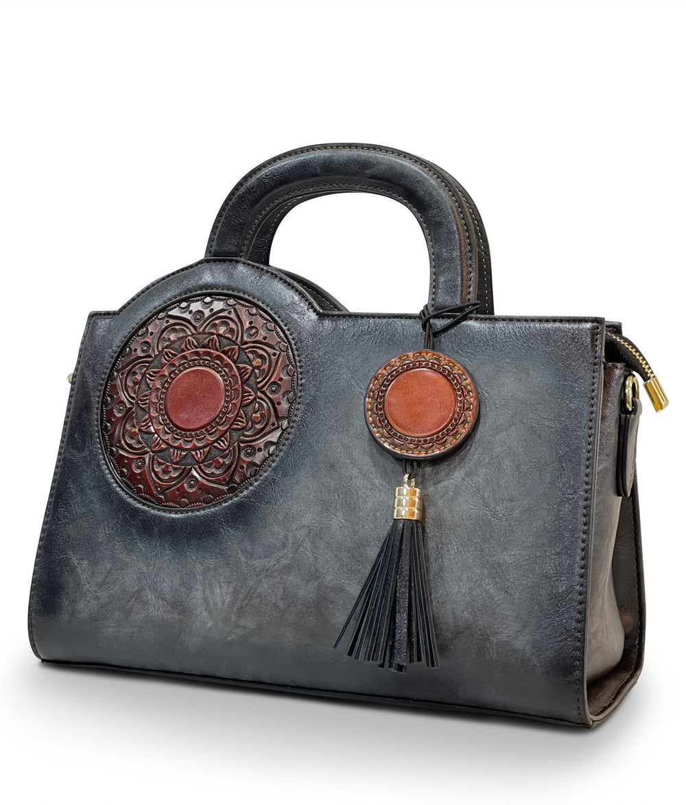 Mistique Women's Genuine Leather Handbag - Charcoal Grey