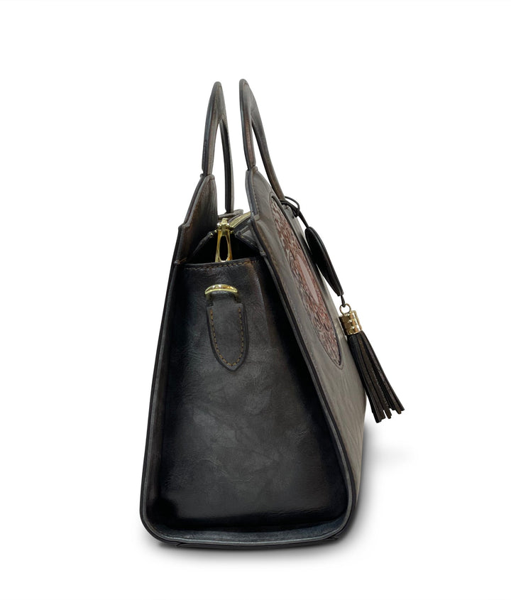 Mistique Women's Genuine Leather Handbag - Charcoal Grey