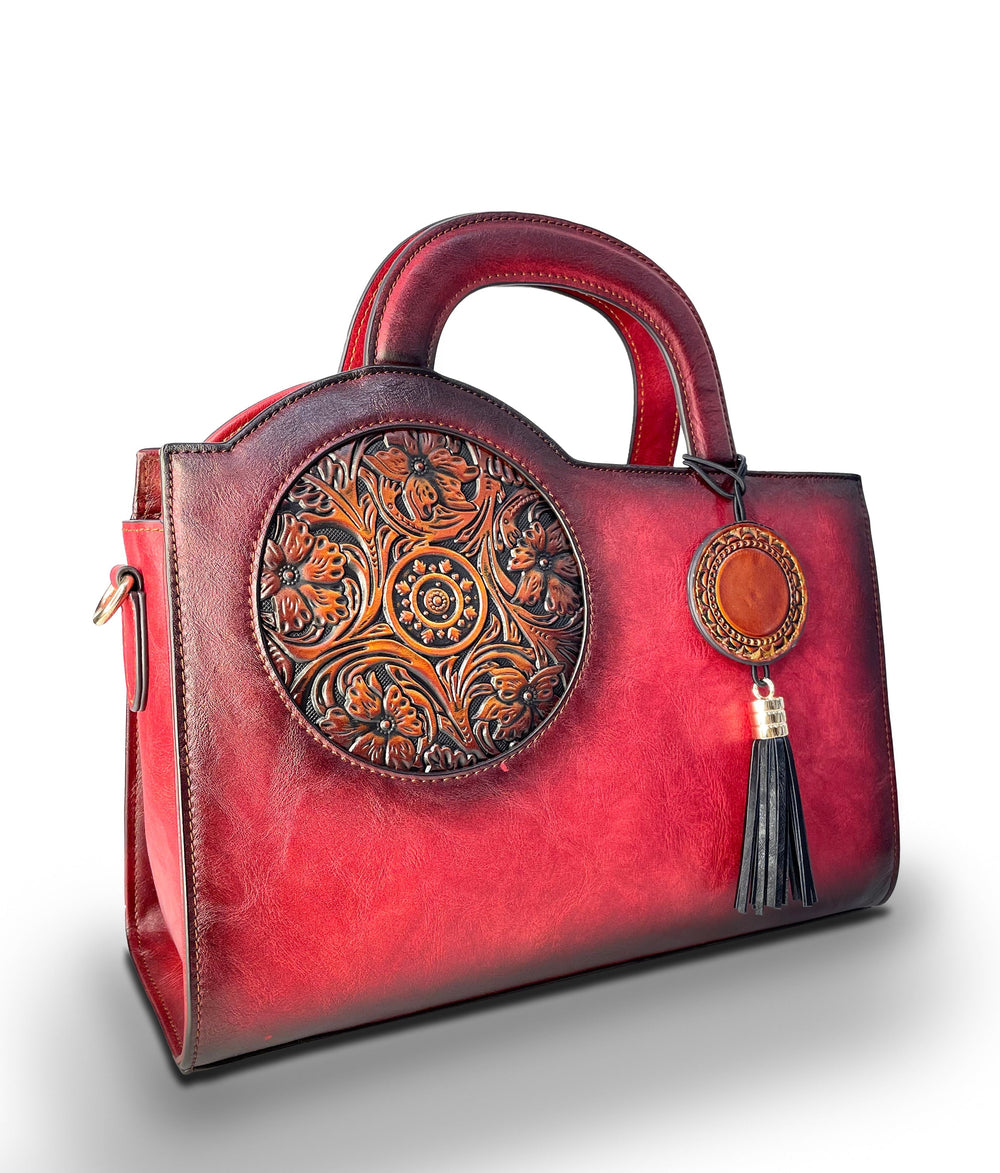 Mistique Women's Genuine Leather Handbag - Red