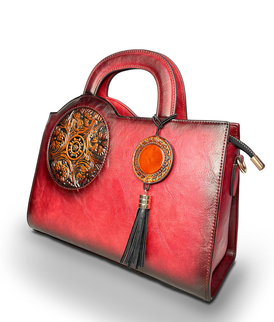 Mistique Women's Genuine Leather Handbag - Red