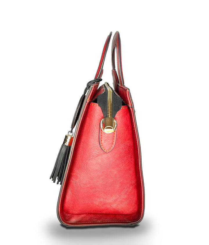 Mistique Women's Genuine Leather Handbag - Red
