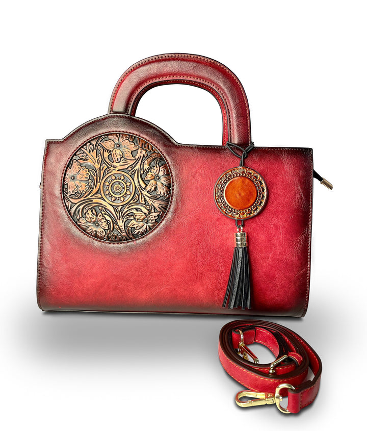 Mistique Women's Genuine Leather Handbag - Red