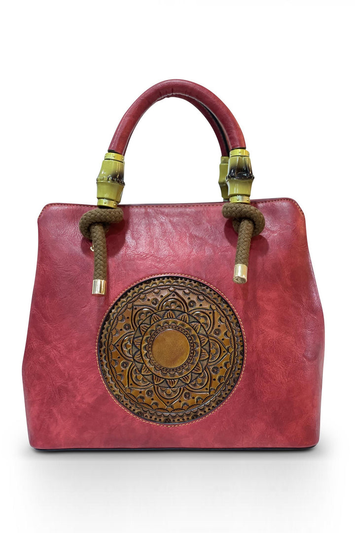 Laila Women's Genuine Leather Handbag - Crimson Red