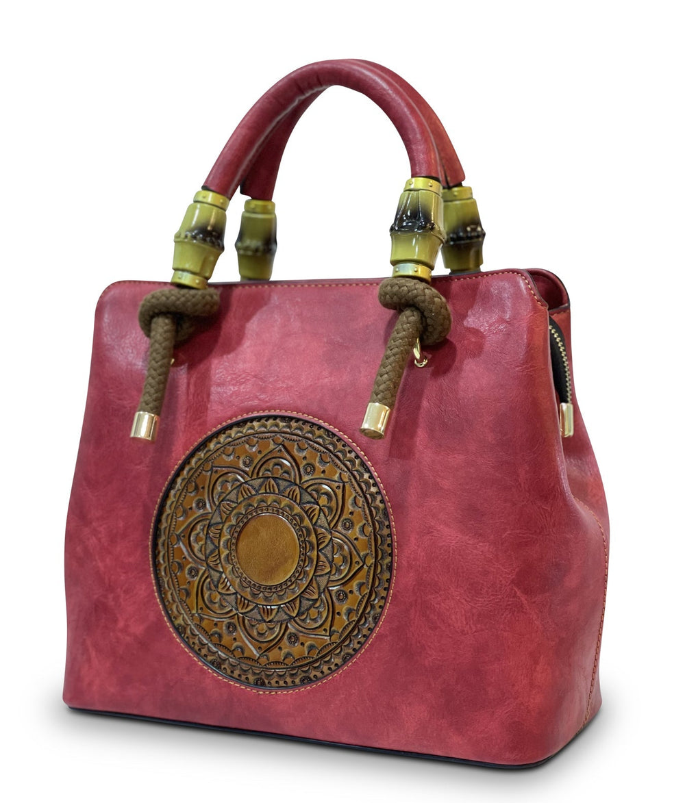 Laila Women's Genuine Leather Handbag - Crimson Red