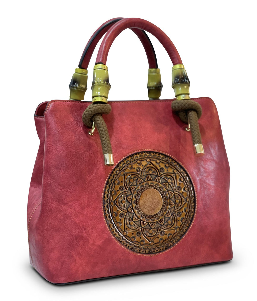 Laila Women's Genuine Leather Handbag - Crimson Red