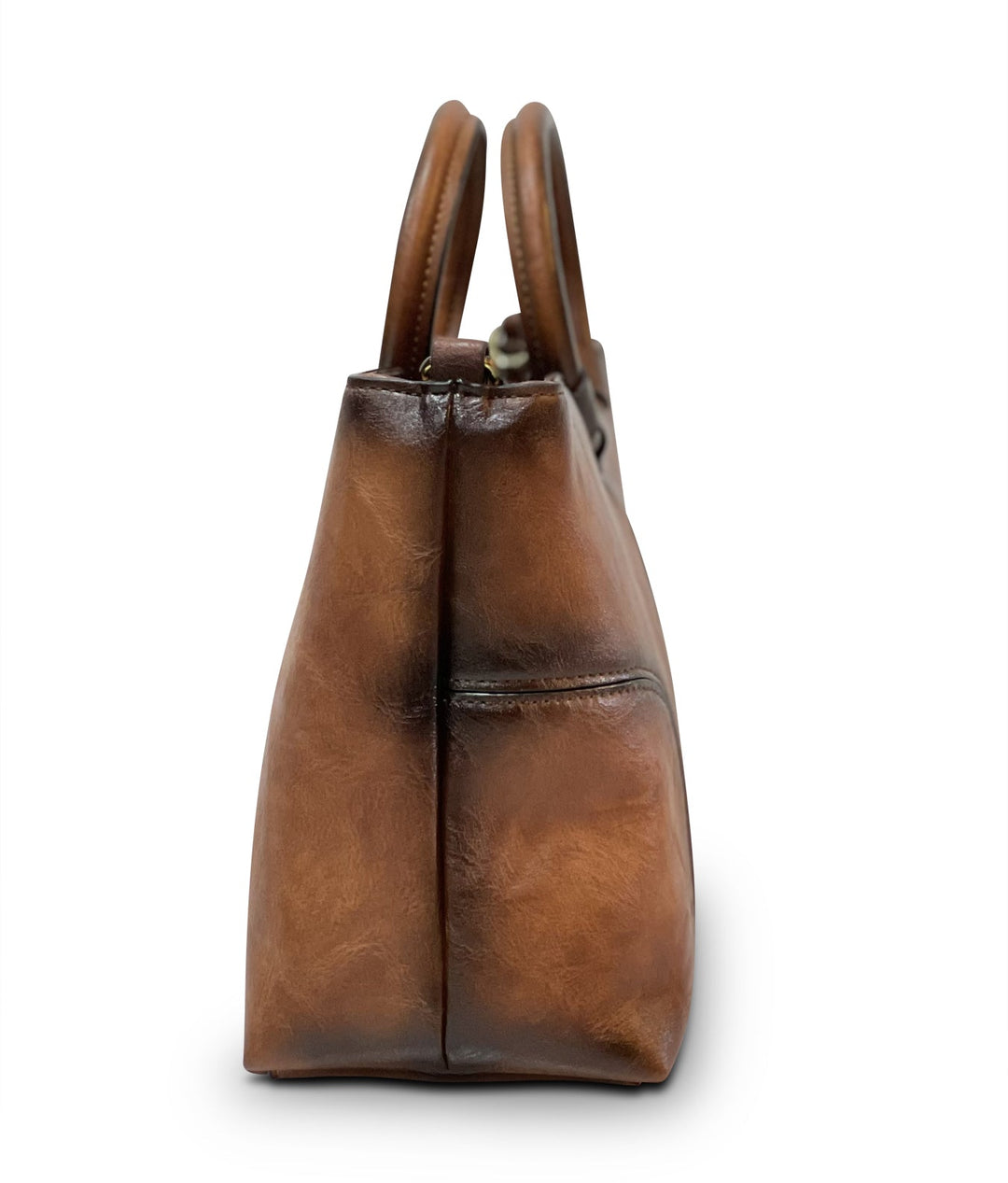 Iconic Women's  Genuine Leather Handbag - Chestnut Brown