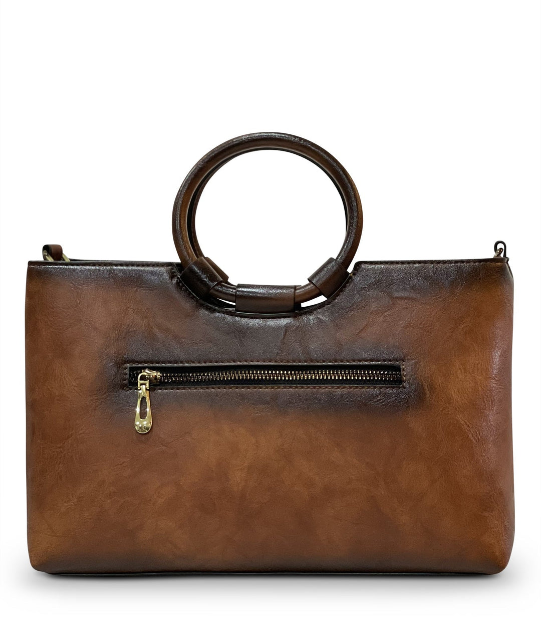 Iconic Women's  Genuine Leather Handbag - Chestnut Brown