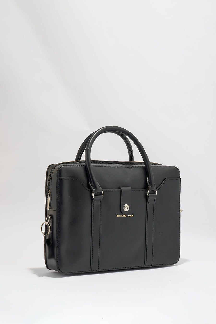 Jessica Genuine Leather Laptop Bag - Black