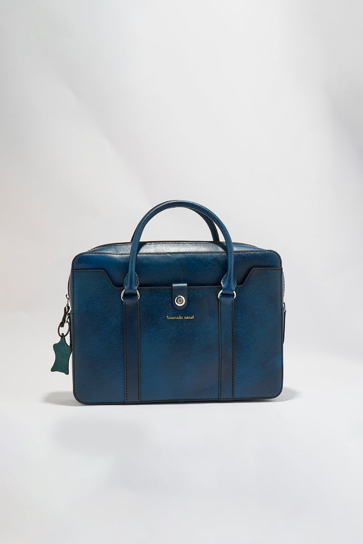 Jessica Genuine Leather Laptop Bag - Blue