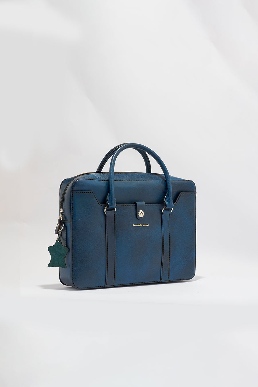 Jessica Genuine Leather Laptop Bag - Blue