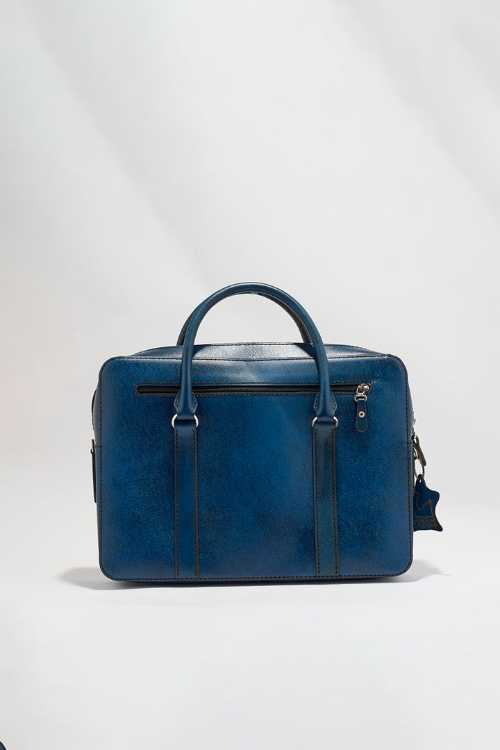 Jessica Genuine Leather Laptop Bag - Blue