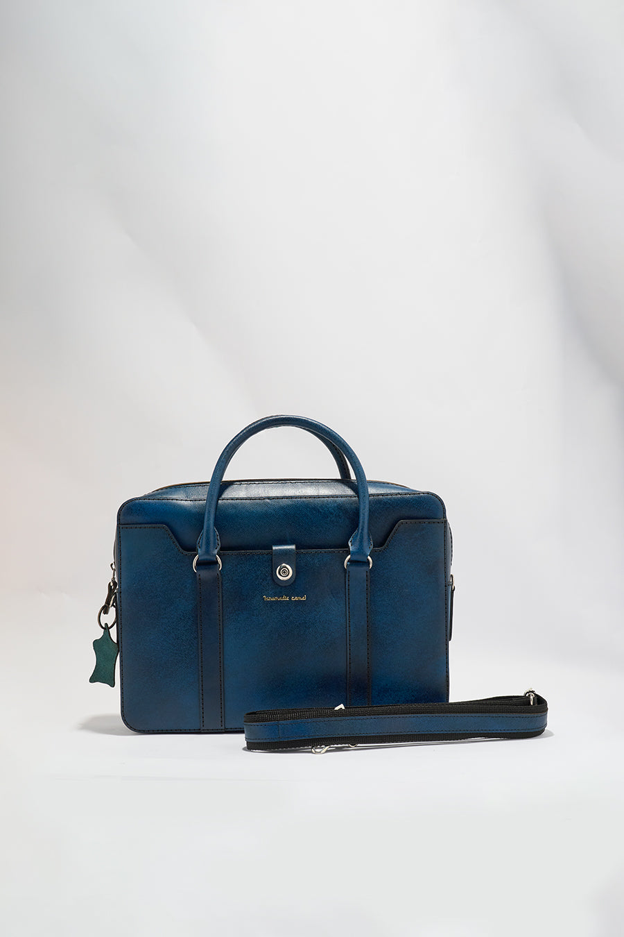 Jessica Genuine Leather Laptop Bag - Blue